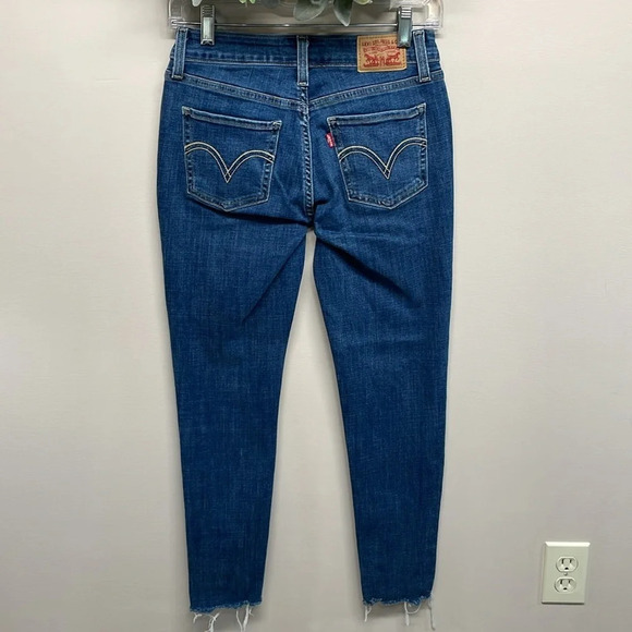 Levi’s 535 Super Skinny Denim Jeans Distressed Raw Hem 27 - Picture 4 of 16